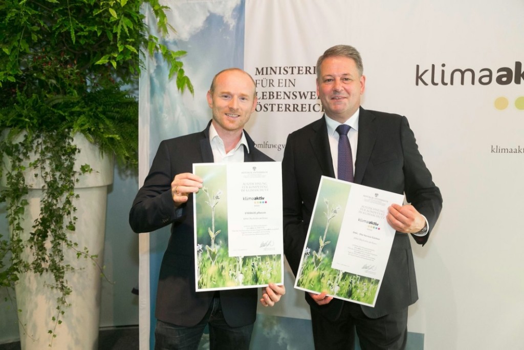 klimaaktiv-Partner Der Service Gaertner mit Umweltminister Rupprechter